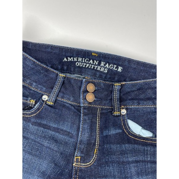 American Eagle Artist Crop Stretch Low Rise Dark Wash Jeans Size 2 Reg - Picture 5 of 12